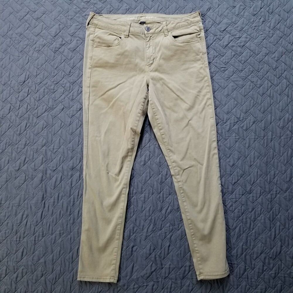 American Eagle Jegging Women's 16 Regular Brown Super Stretch Dark Wash Canvas